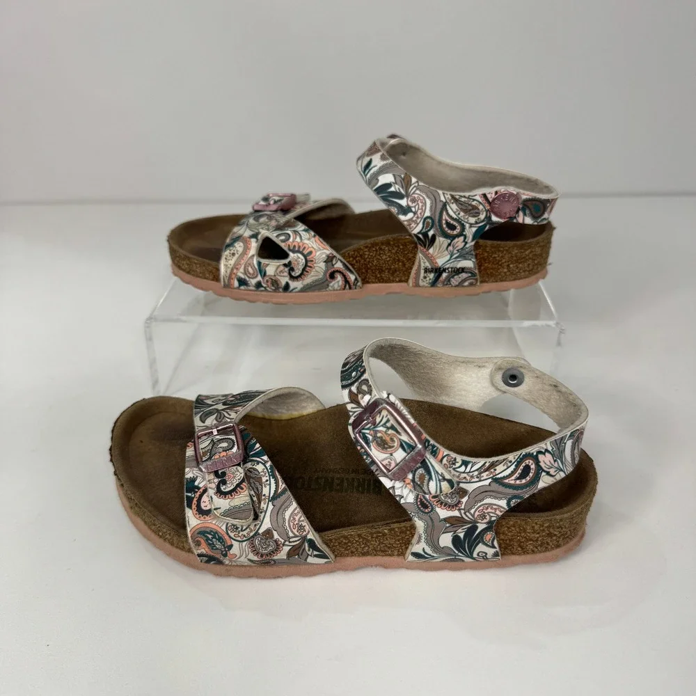 Birkenstock Rio‎ Boys Paisley Floral Cork Footbed Sandals Size 29 EU 11-11.5 US